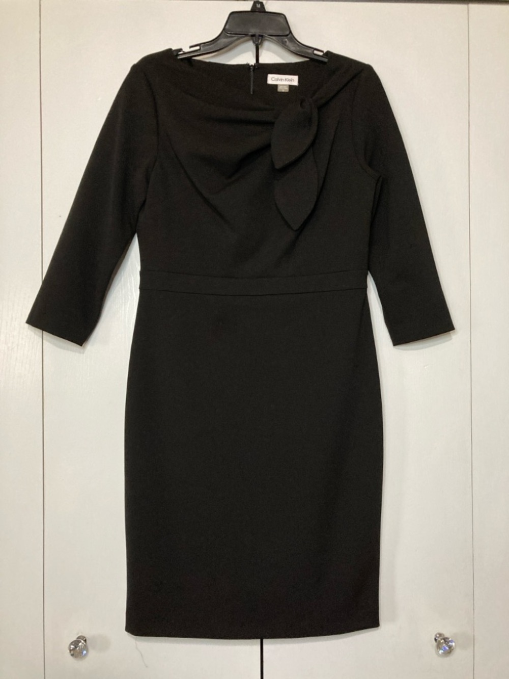 Old Money Size 10 LBD Black Sheath Dress Bow Detail Rare Career Capsule